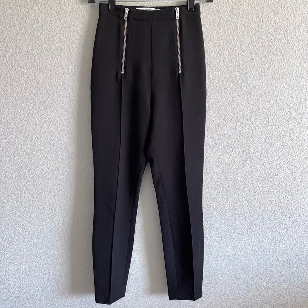& Other‎ Stories Women's High Rise Black Pleated Double Zip Trouser Pants